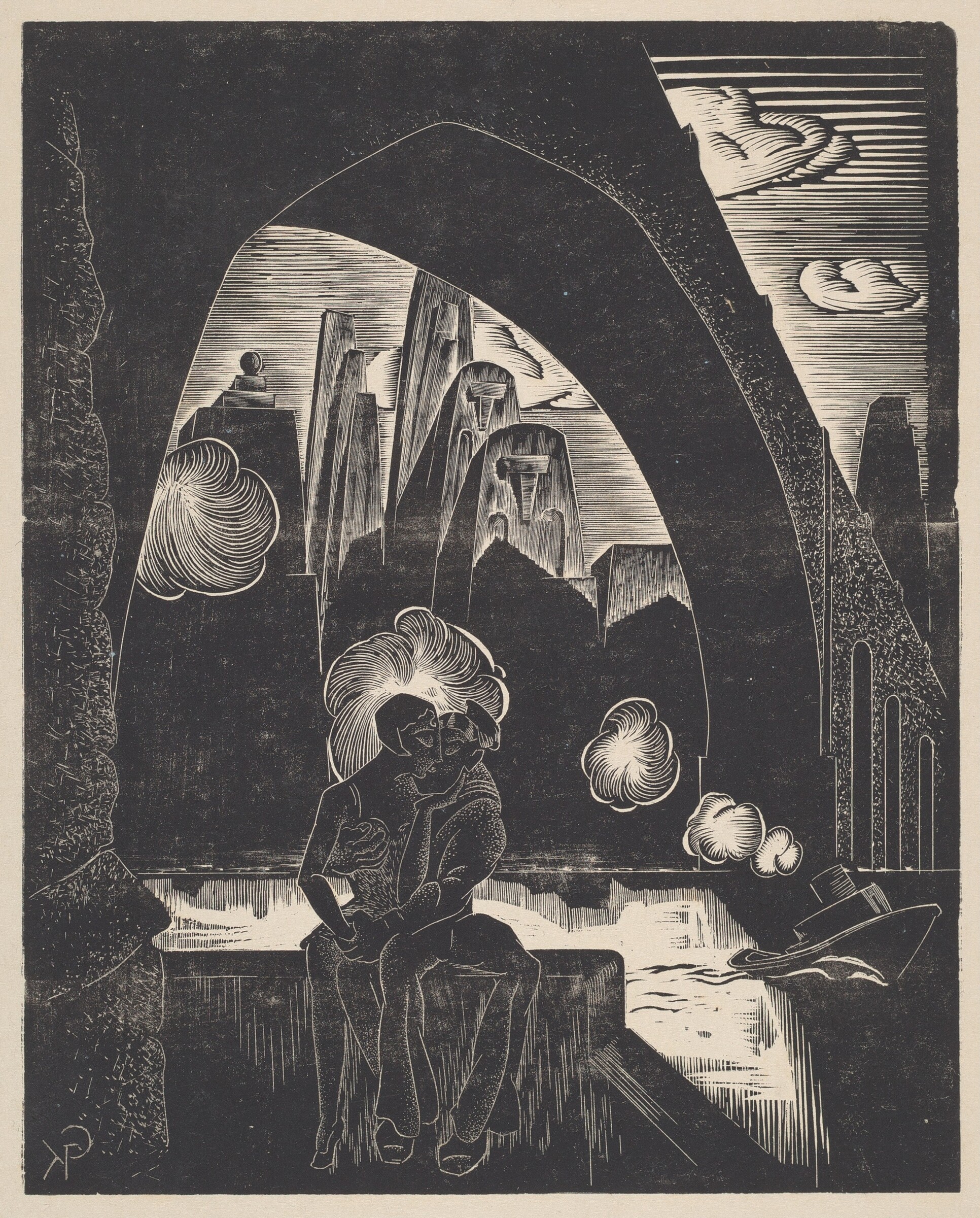 Untitled (Bridge with Sailor and Woman), Gan Kolski, c. 1930