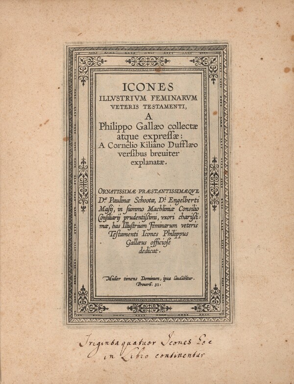 Icones Illustrium Feminarum Veteris Testamenti (The Celebrated Women of the Old Testament)