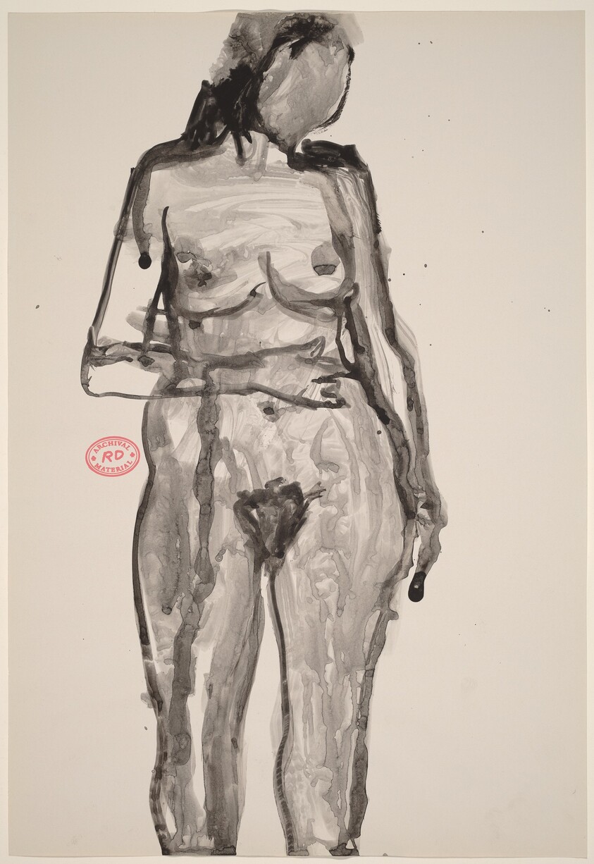 Untitled [standing female nude with right hand on belly]
