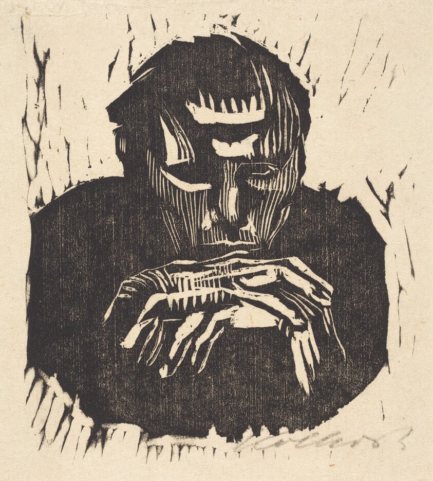 Small Male Head with Hands I (Kleiner Mannerkopf mit Handen I)