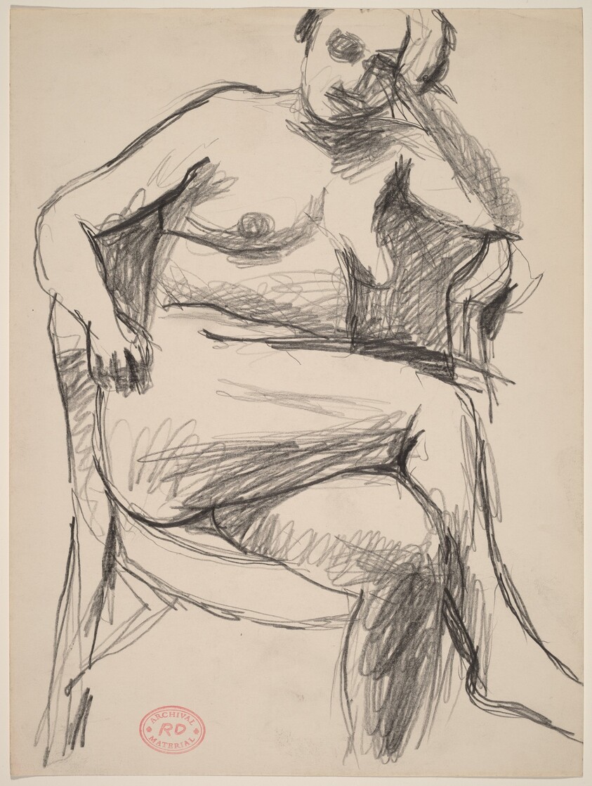 Untitled [seated nude resting her left arm on the chair back]