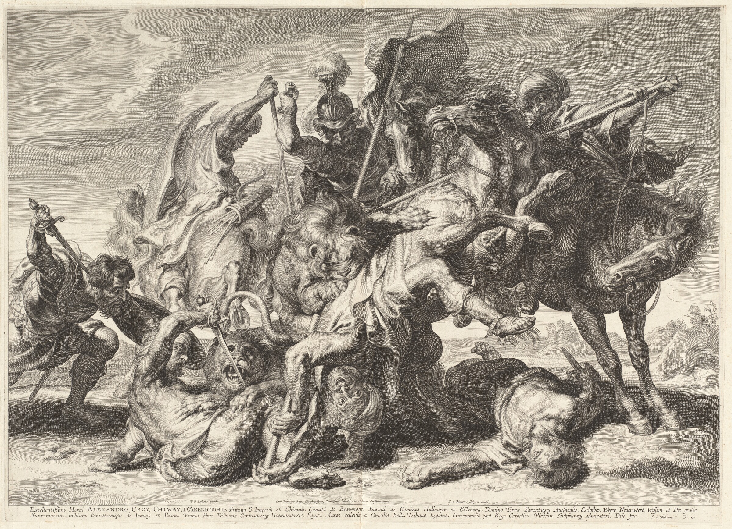 Lion Hunt, Schelte Adams Bolswert after Sir Peter Paul Rubens