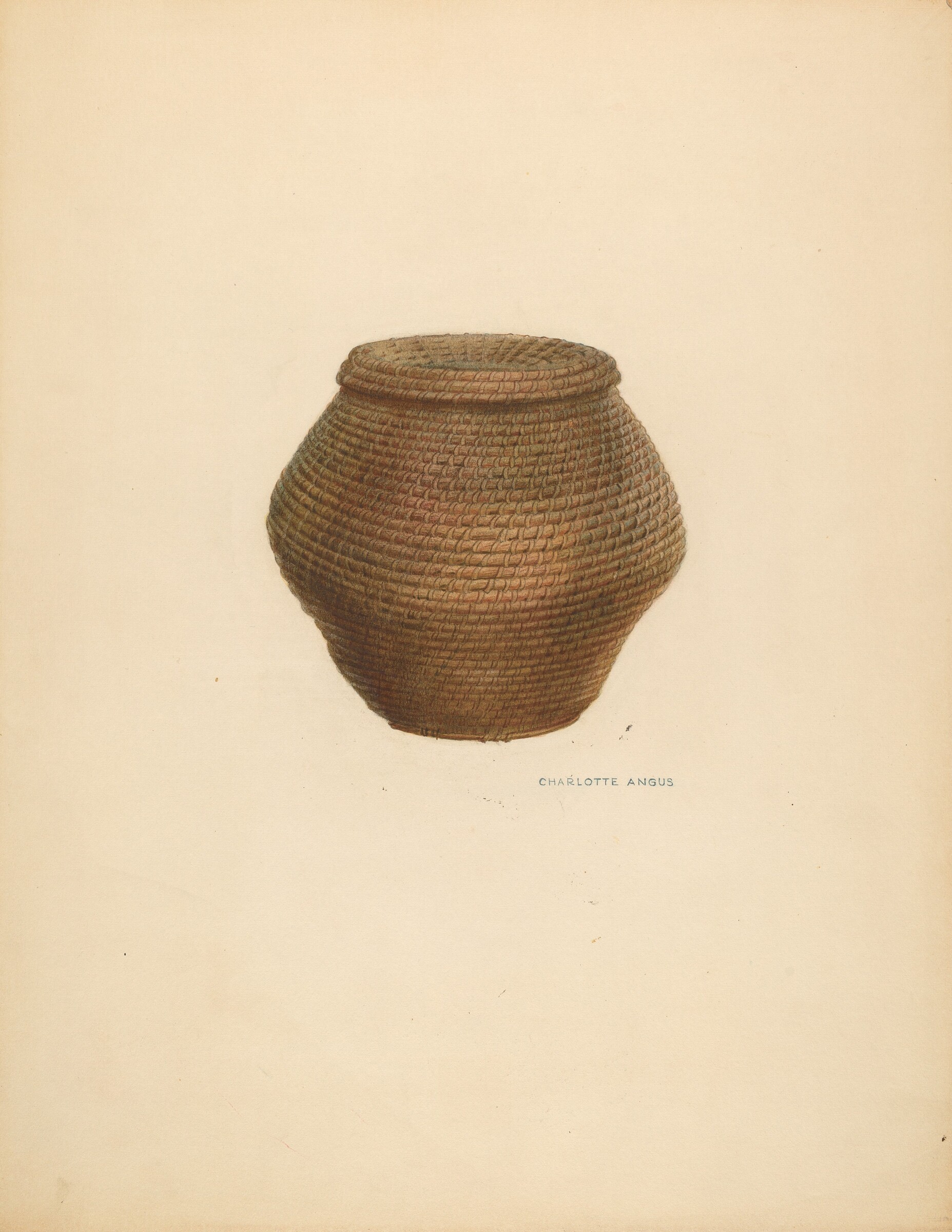 Bee Basket and Cover, Charlotte Angus, c. 1938
