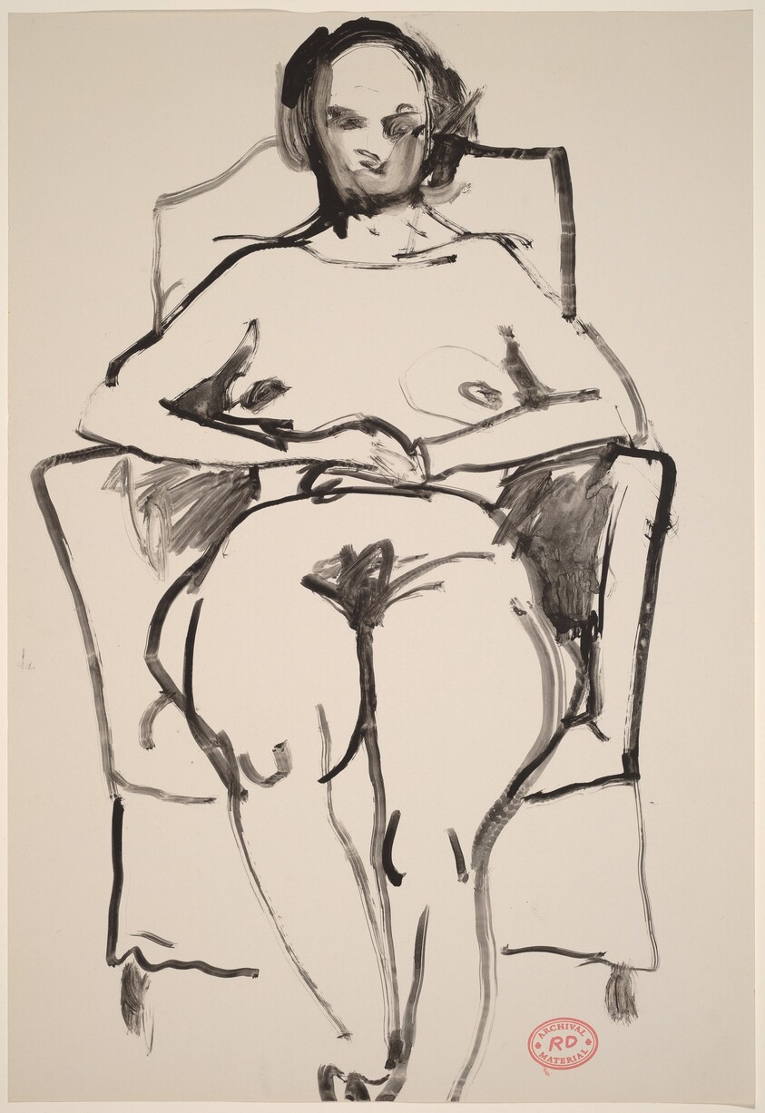 Untitled [female nude in armchair: front view]