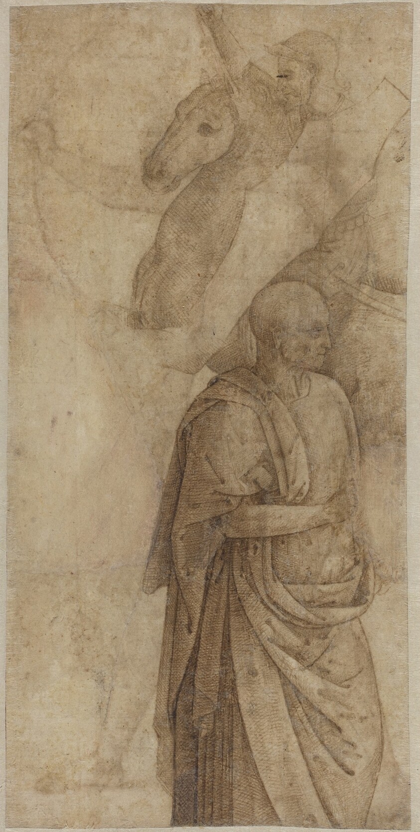 Rider and Standing Draped Man, after the Antique [verso]