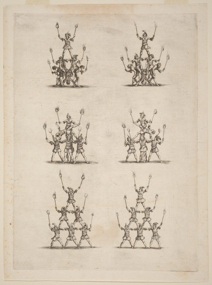 Thirty-Six Jugglers Standing in Pyramids