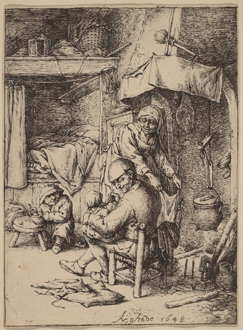 Peasant Family in an Interior wtih the Father Feeding a Child