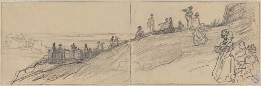 Figures on Top of a Hill, Overlooking the Sea