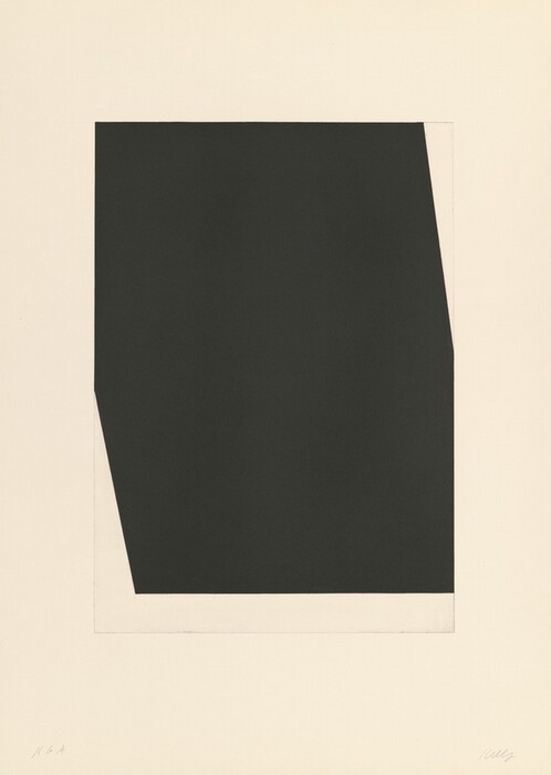 The image shows a large, black geometric shape in the center of the canvas. The shape has straight and slightly angled edges, forming a trapezoidal form. It contrasts with the light beige background. The design is minimalist and geometric, reminiscent of modern architecture or industrial design.