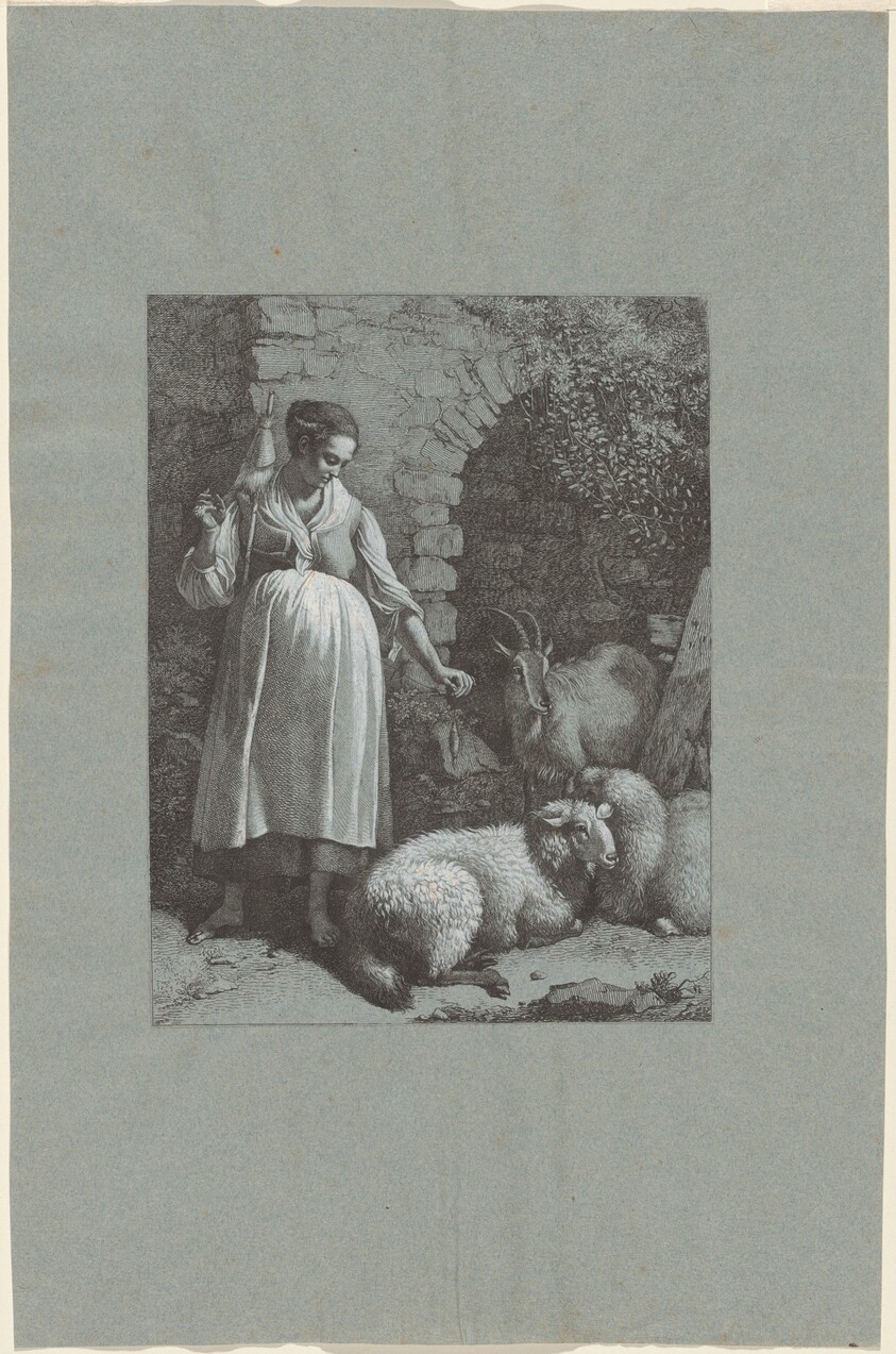 Woman Spinning Yarn by an Arch