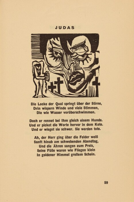 The image displays bold, angular lines and contrasting shapes, forming an abstract depiction of a face. The facial features, such as the eyes and mouth, have been exaggerated with sharp lines, which blend into rectangular forms resembling crosses. The elements combine to create a visually intricate and abstract style.
