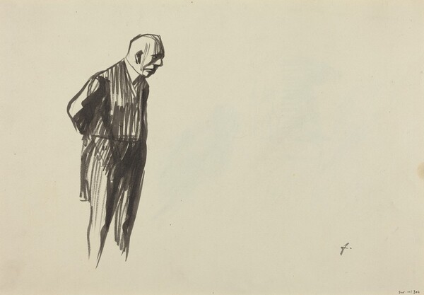 a) Standing Male Figure (recto); b) Two Sketches Including a Head of a Woman (verso)