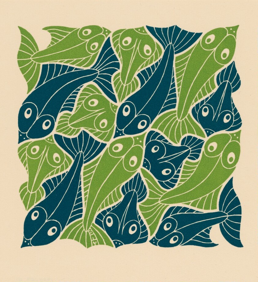 Water, New Year's greeting-card 1956