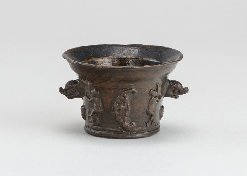 Mortar with Sun, Moon, and Dolphin-shaped Handles