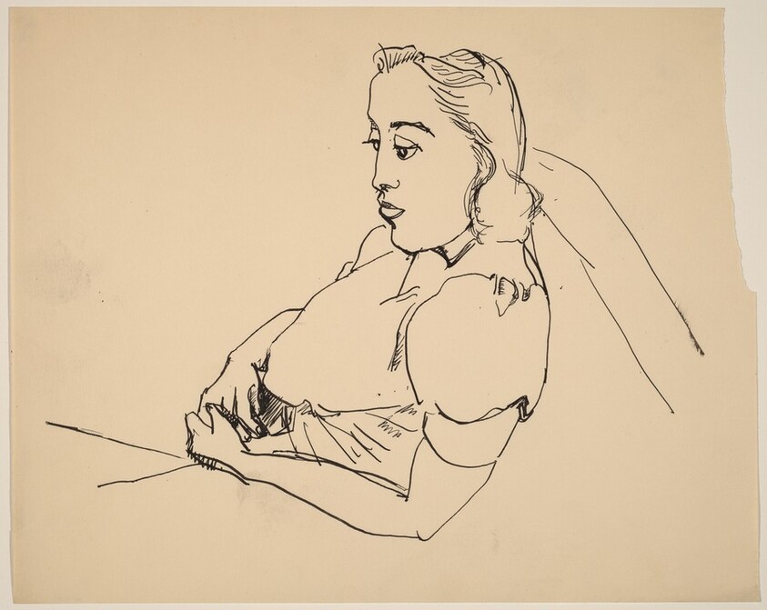 Half-Length Woman Reclining, Looking Right