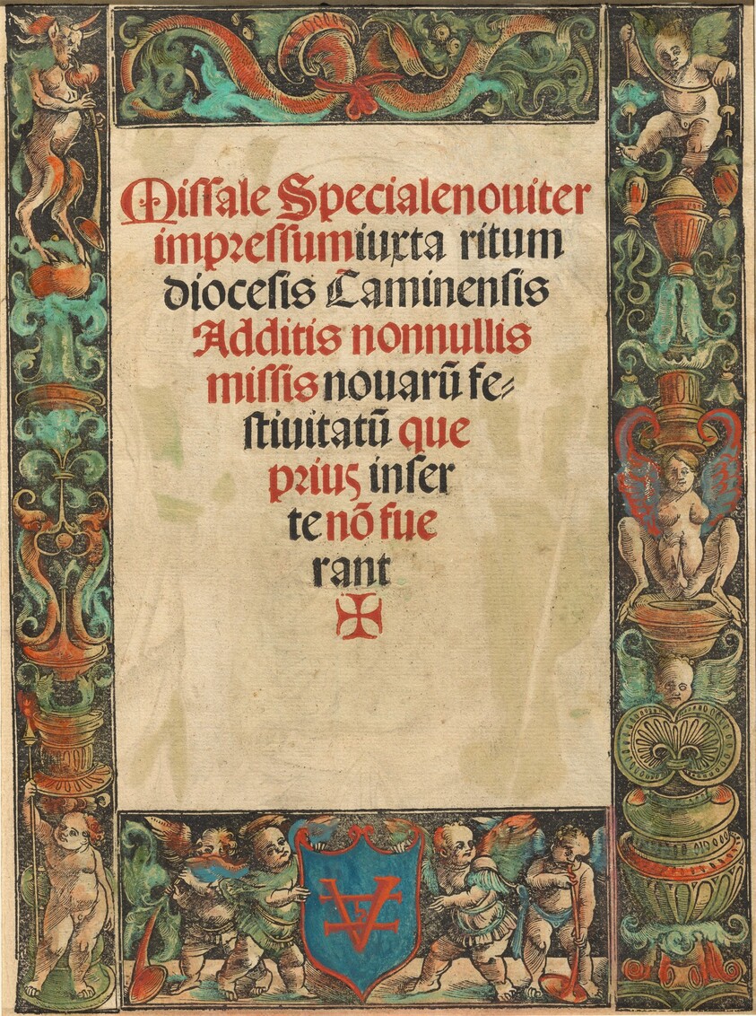 Title Page for a Missal,  with Satyr and Putti Border [verso]