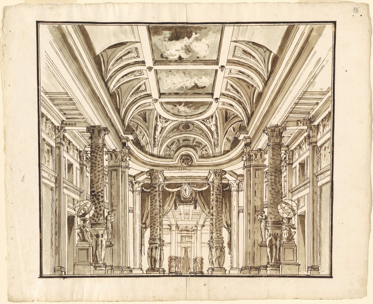 Fantasy of a Great Hall with Basketweave Columns