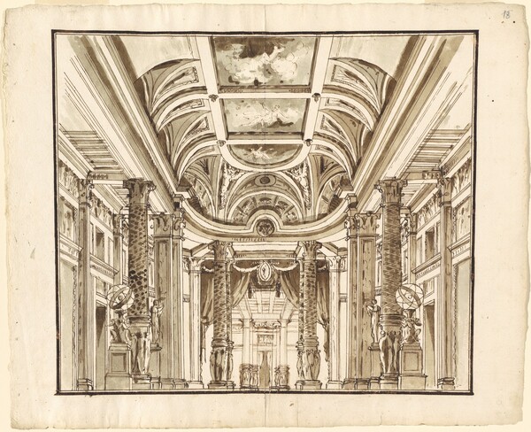 Fantasy of a Great Hall with Basketweave Columns