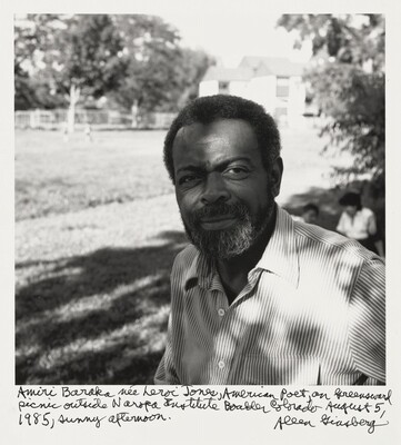 Amiri Baraka née Leroi Jones, American Poet, on Greensward picnic outside Naropa Institute Boulder Colorado August 5, 1985, sunny afternoon., Allen Ginsberg, 1985, printed later
