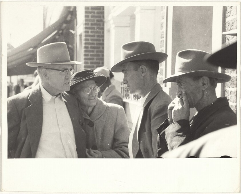Men in hats on street--Scottsboro, Alabama