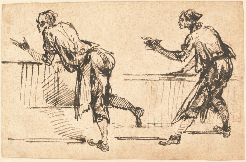 Two Workmen at Tables (recto)