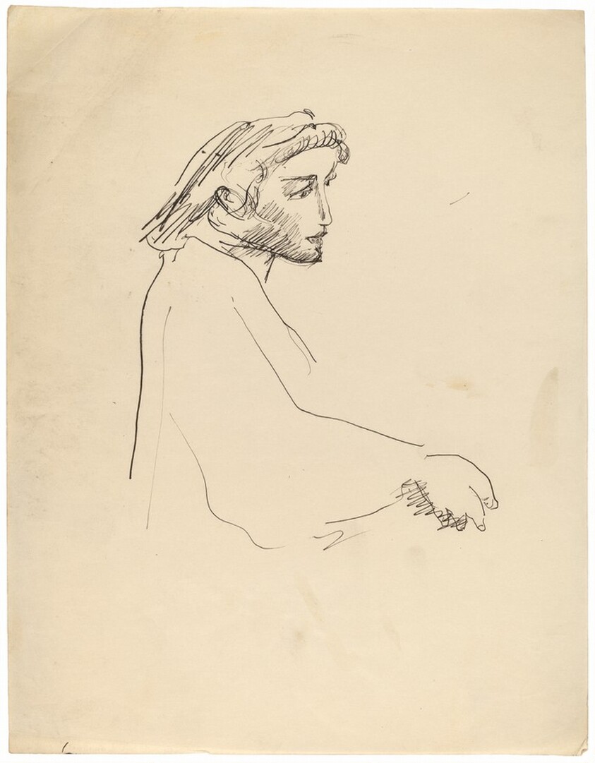 Bust-length Portrait of Woman in Profile to Left