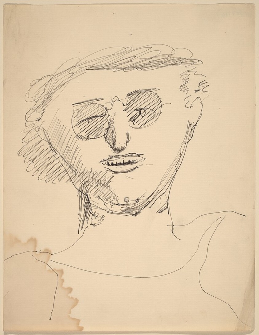 Head and Shoulders of a Figure Wearing Eyeglasses