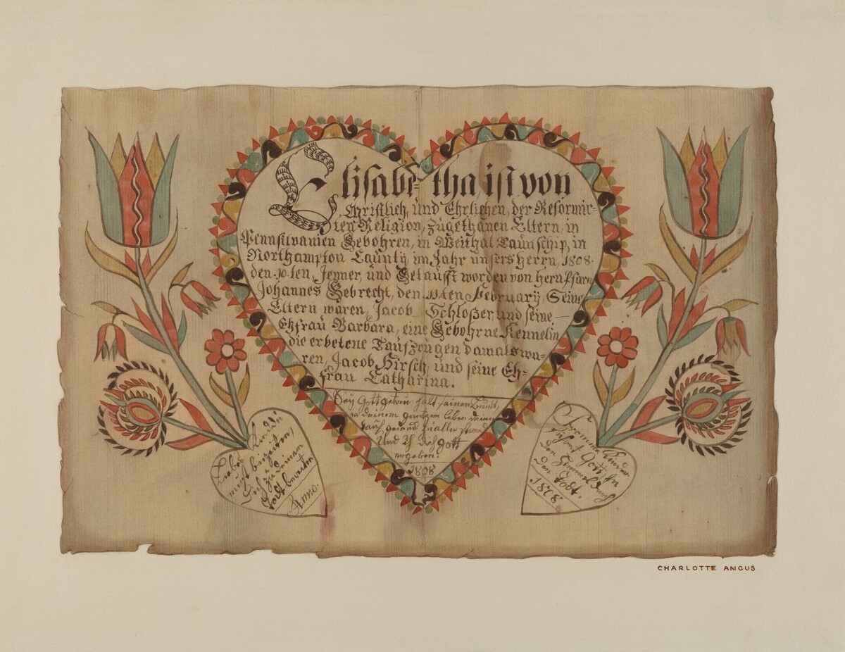 Pa. German Birth Certificate