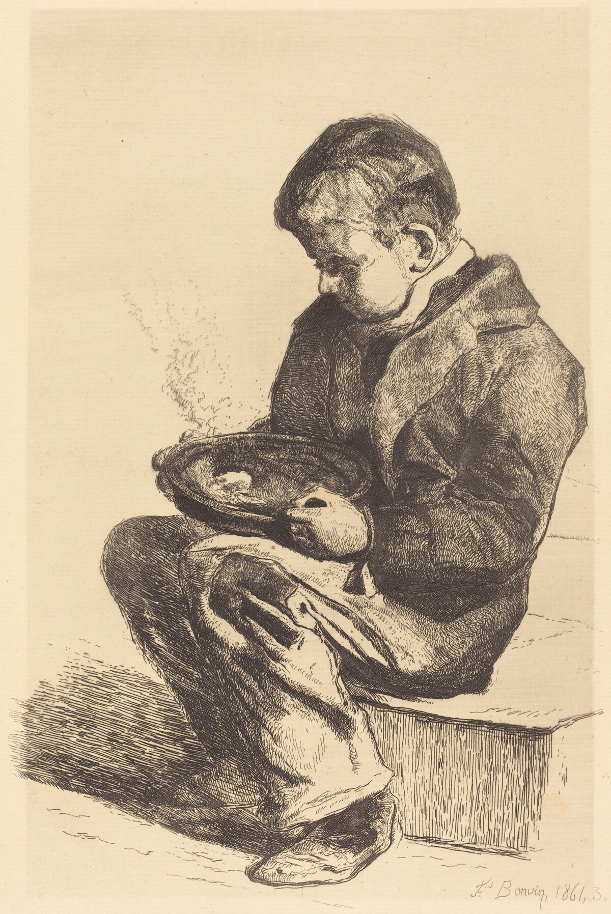 Boy Eating Soup (Enfant mangeant sa soupe)