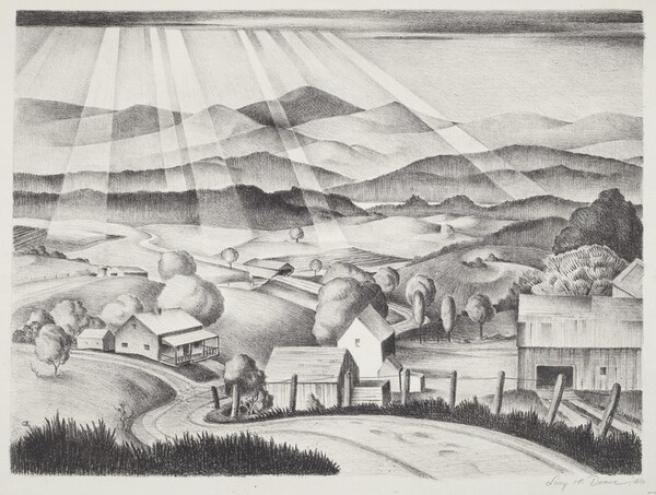 Untitled (Rural Landscape with Covered Bridge)