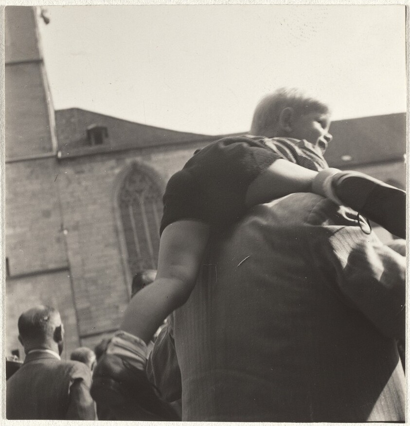 Boy on man's shoulders--Children