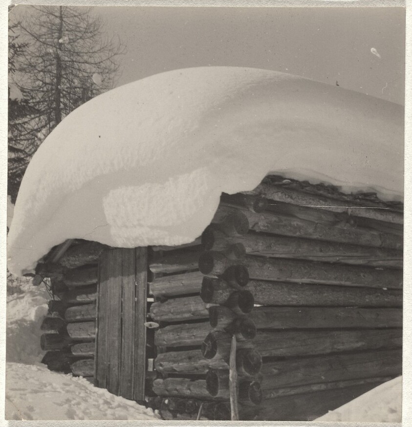 Snow-covered cabin--Landscape