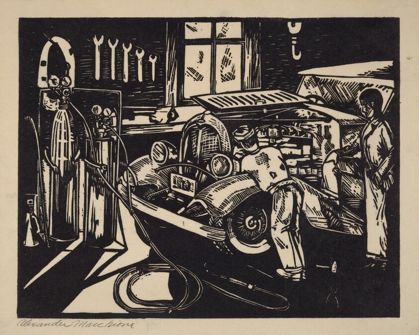 Untitled (Auto Mechanic Repairing Engine of Car)