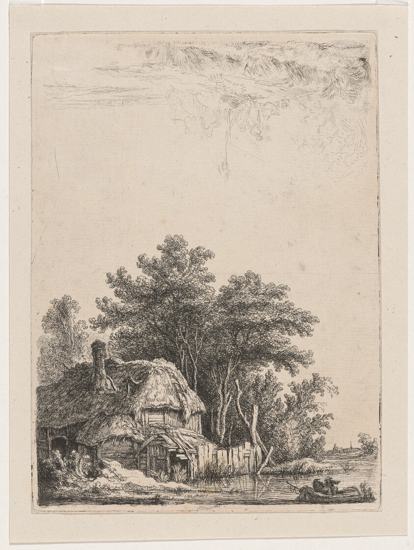 Landscape with Cottage on the Water / Two Men at the Ford