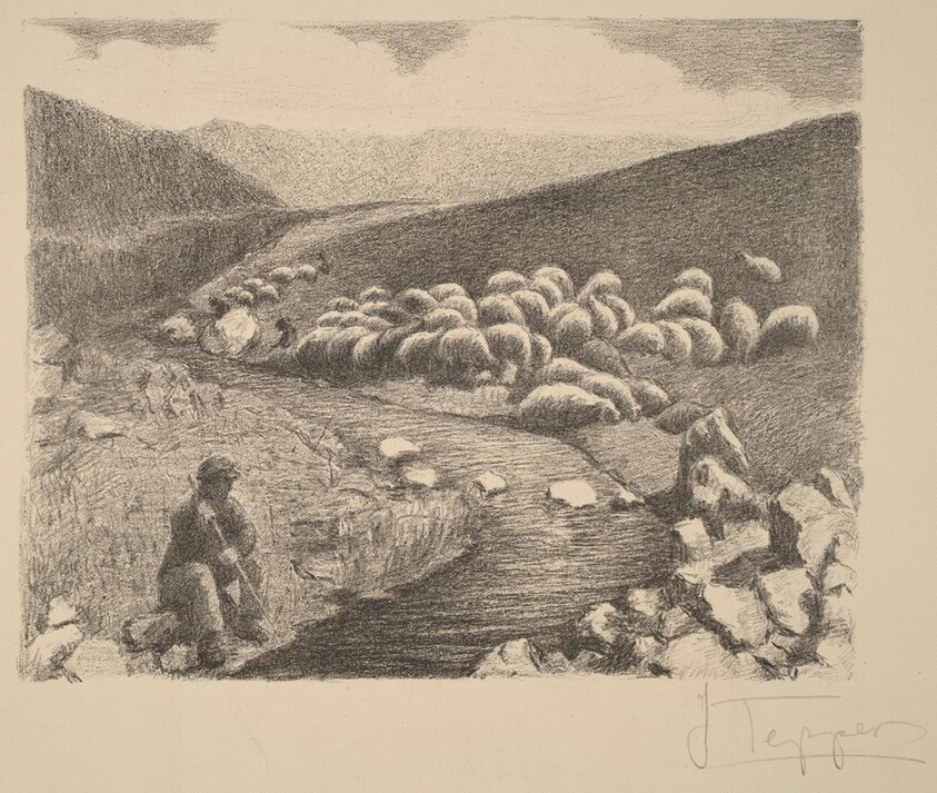Shepherd and Sheep in a Landscape