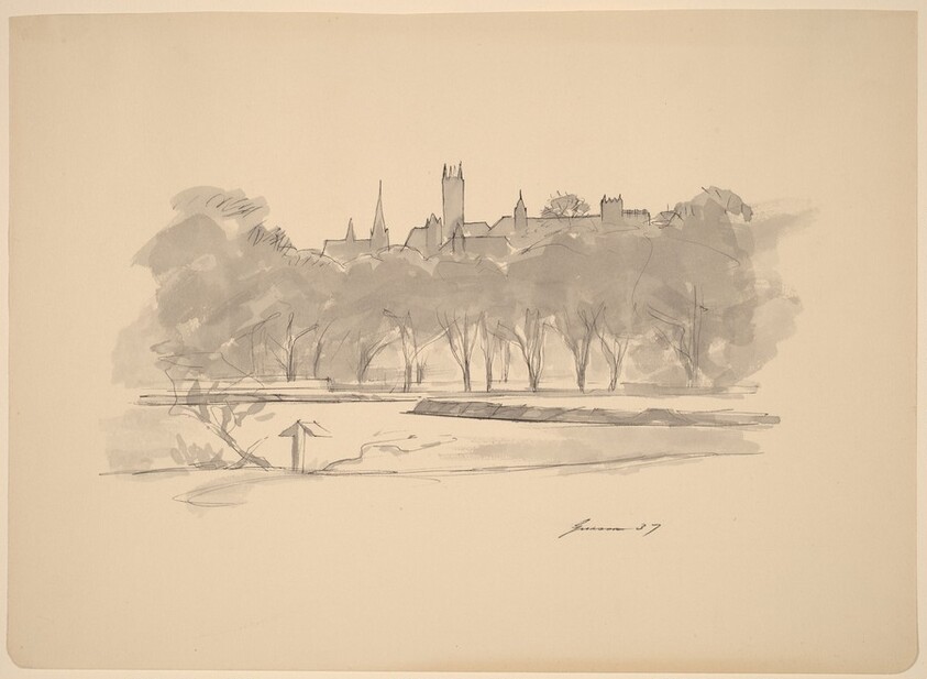 River, Trees, and Church