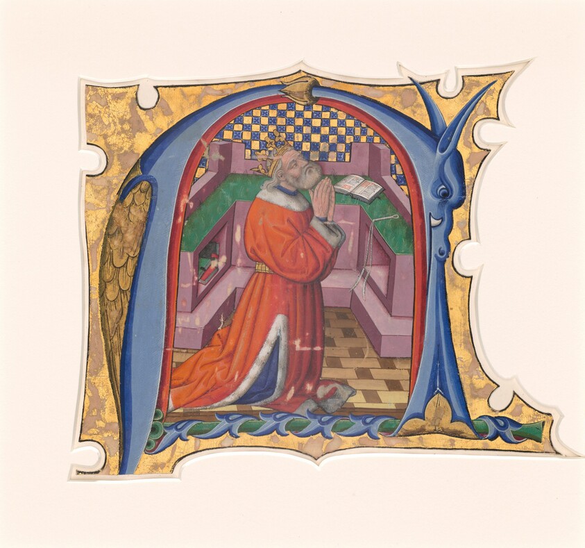 Initial N (?) with David in Prayer