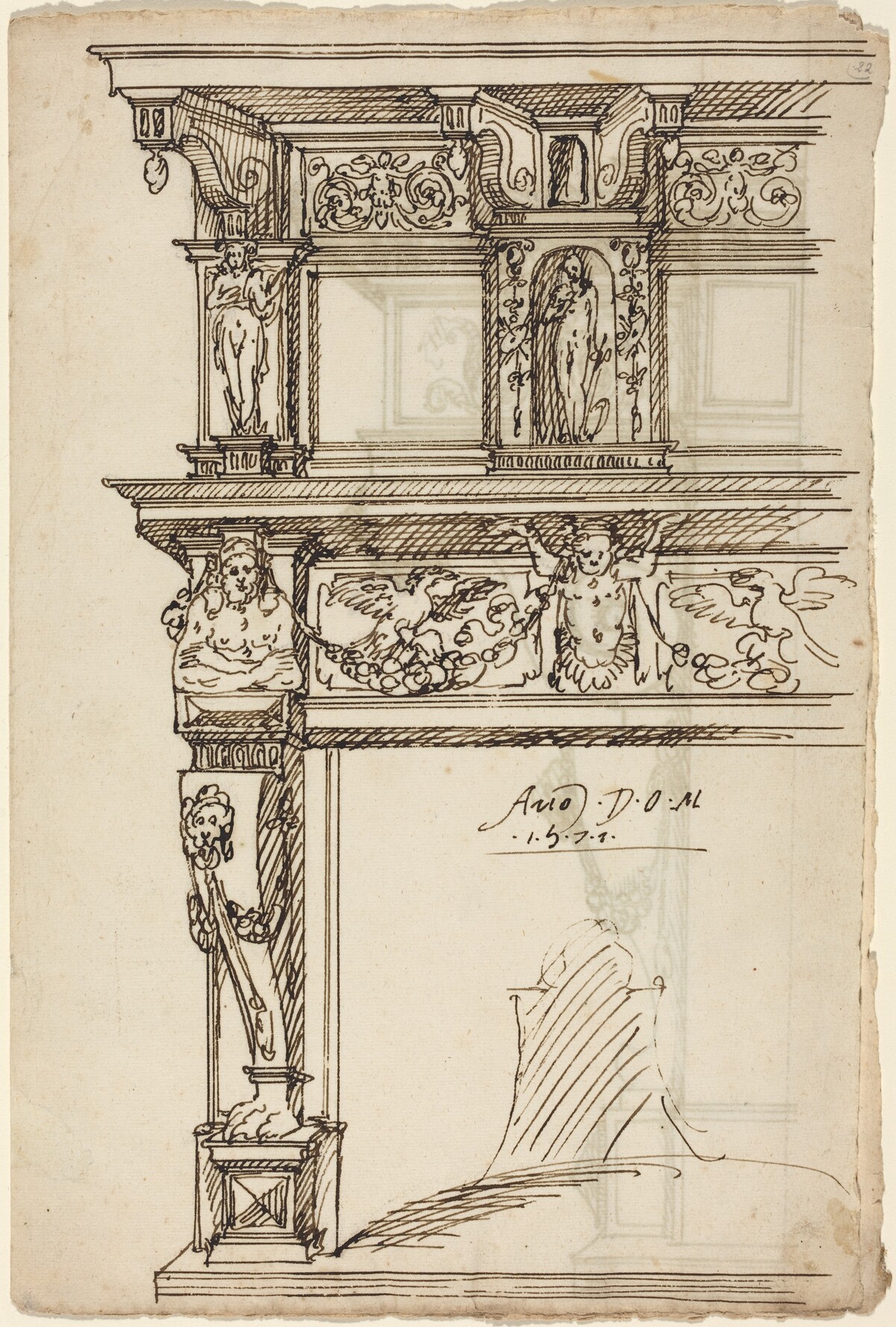 Palatial Mantelpiece with Mercury and Hope [recto]