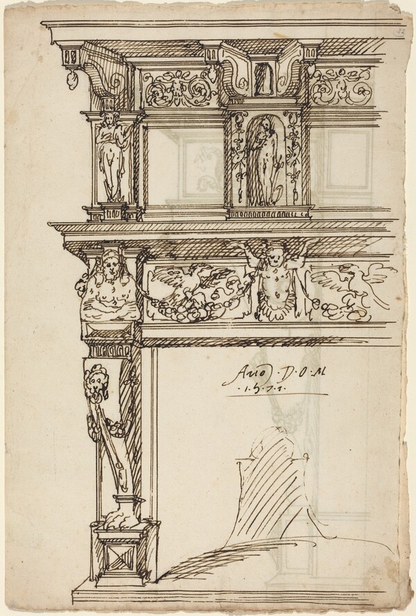 Palatial Mantelpiece with Mercury and Hope [recto]