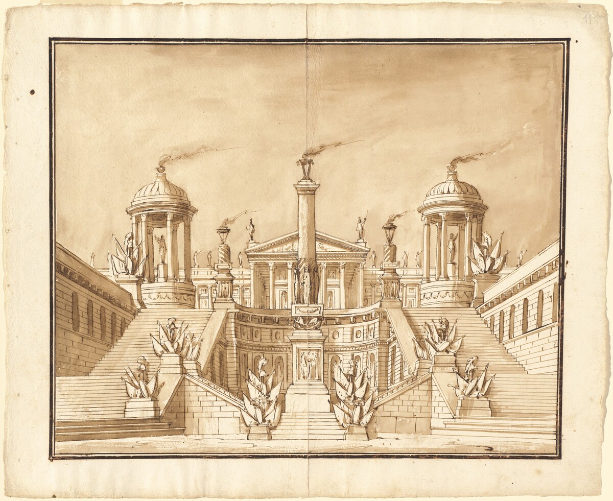 Fantasy of an Ancient Capitol with Trophies and Grand Staircases