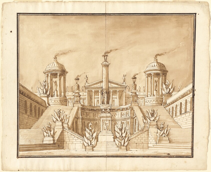 Fantasy of an Ancient Capitol with Trophies and Grand Staircases