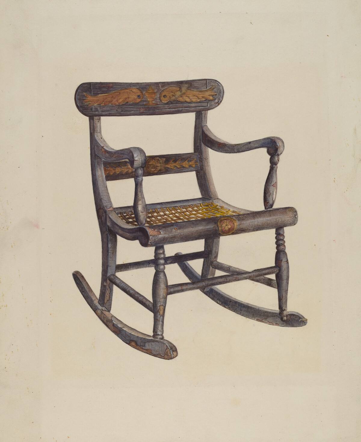 Decorated Child's Rocking Chair
