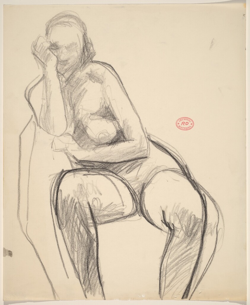 Untitled [seated nude leaning firmly on her right arm]