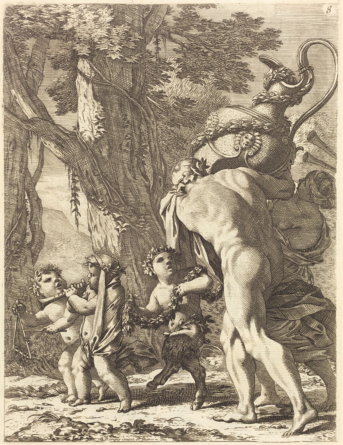 Bacchanal with Figures Carrying a Vase