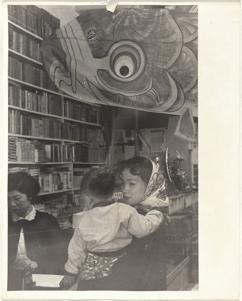 Woman and child in bookstore--San Francisco