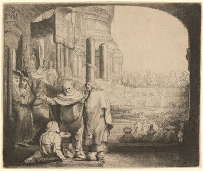 Peter and John Healing the Cripple at the Gate of the Temple, Рембрандт Харменс ван Рейн, 1659