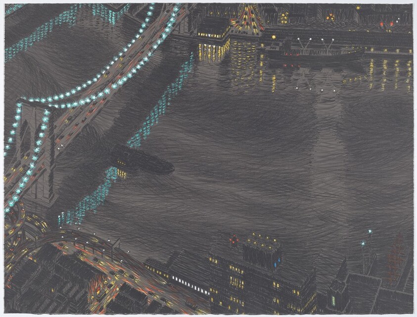 Brooklyn Bridge Reflected, Night