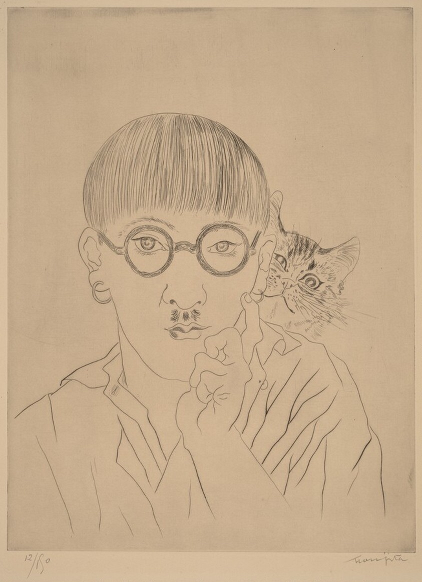 Self-Portrait with Cat on the Shoulder