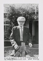 Hugh MacDiarmid on his 81'st Birthday at gate of his cottage, Biggar, Scotland summer 1973., Allen Ginsberg, 1973, printed later