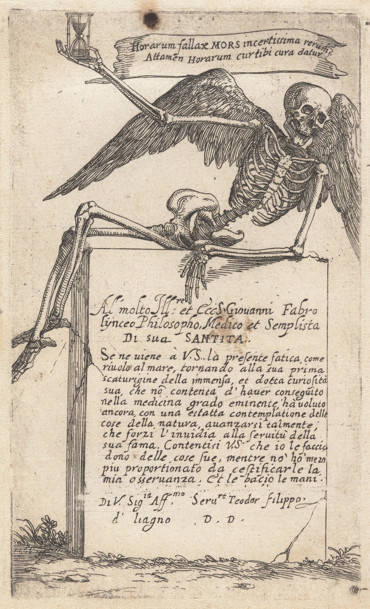 Seated Figure of Death with an Hourglass